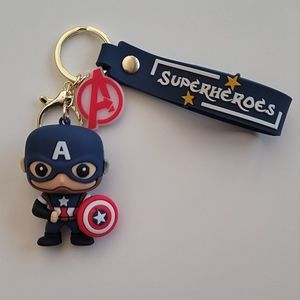 Captain America Marvel DC Avengers Silicone Figure Keyholder Ring Keychain